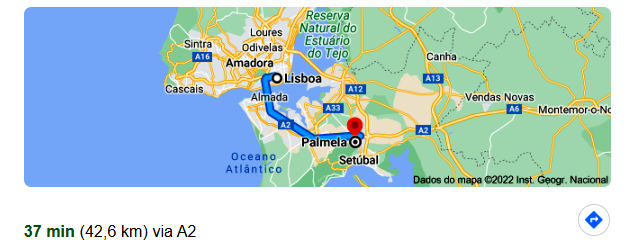 Como Chegar a Palmela (Distrito de Setúbal), no Alentejo Litoral &copy; Goggle