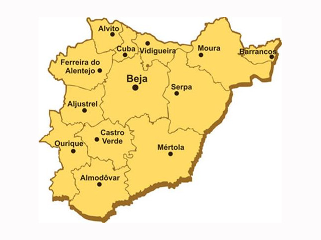 Distrito de Beja, Baixo Alentejo &copy; Google, ilustração