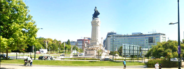 Praça Marquês de Pombal, vista da Rua Braancamp, Freguesia de Santo Antônio, Lisboa &copy; Google Earth Pro