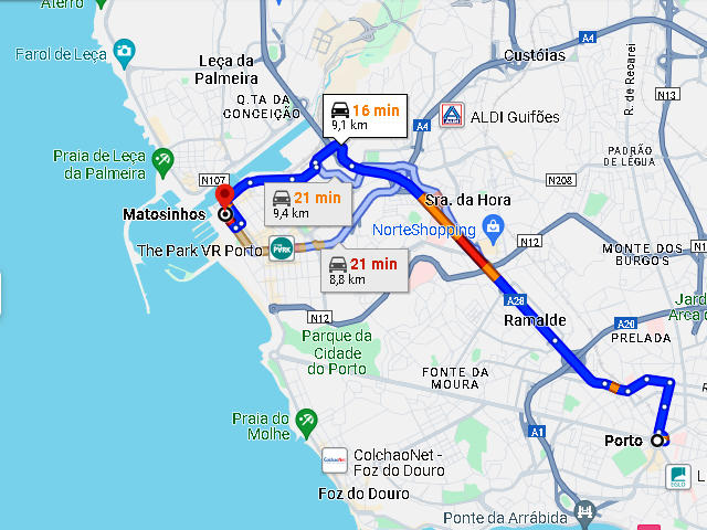 Como chegar a Matosinhos, Matosinhos, distrito do Porto © Google Maps