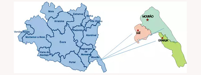 Concelho e freguesias de Mourão (Distrito de Évora), no Alentejo Central &copy; CMM, ilustração