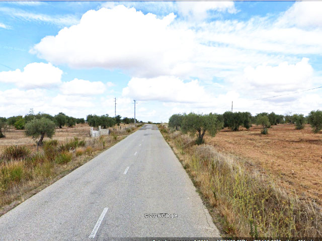 Paisagem na estra EN392 ao sul de Serpa (Distrito de Beja), no Baixo Alentejo &copy;  GEP, ilustração