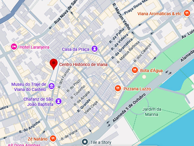 Mapa do Centro Histórico de Viana do Castelo, Alto Minho, Região Norte de Portugal &copy; TomTom